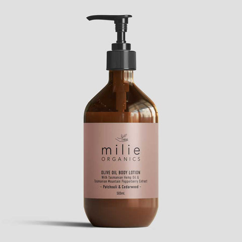 Natural Patchouli Cedarwood Olive Oil Body Lotion front ml
