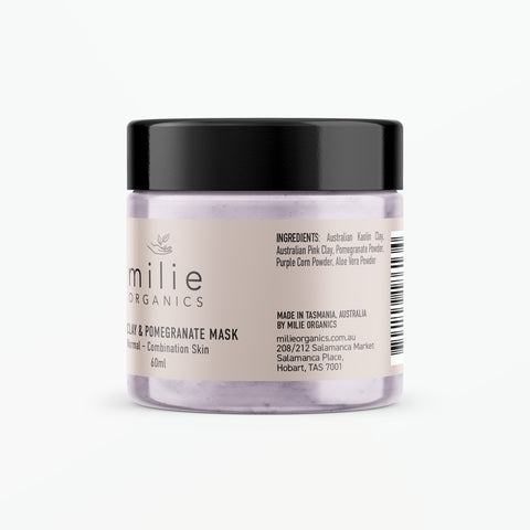 Pink Clay and Pomegranite Face Mask Natural Ingredients label