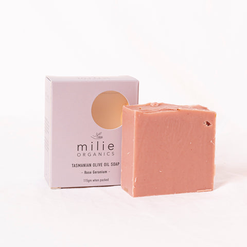 Rose Geranium With Pink Clay Olive Oil Soap