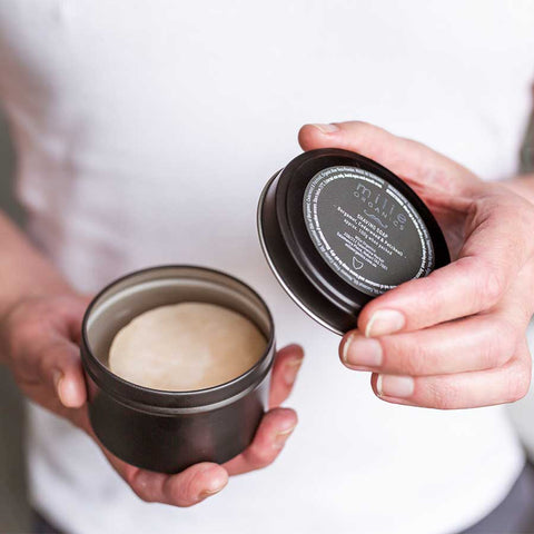 Shaving Soap In Mans Hands